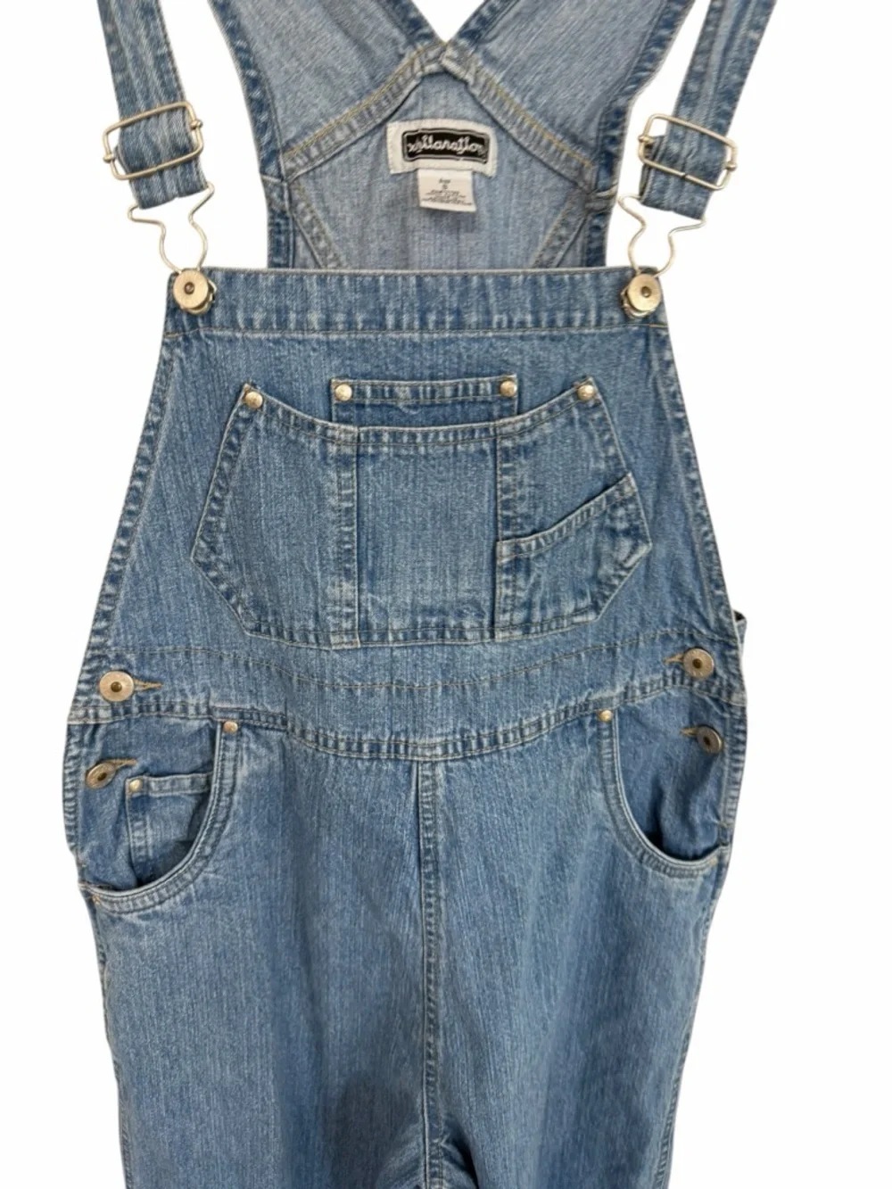 Vintage 90s XHILARATION Straight Leg Bib Overalls Light Wash WOMEN'S Small Y2K